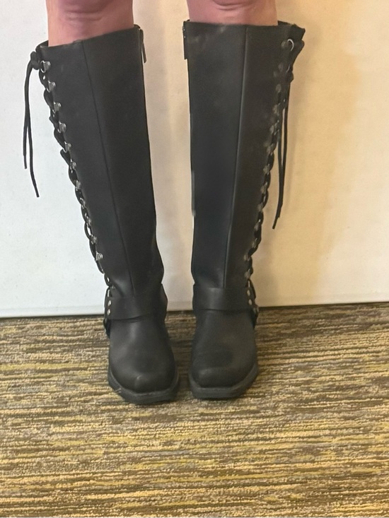 Harley-Davidson Shoes - Harley-Davidson Women's Romy Tall Black Leather Lace-Up Boots - Size 7.5